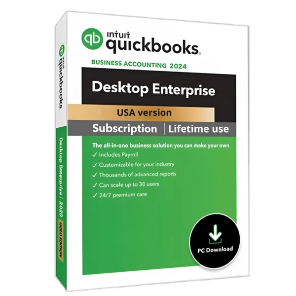 QuickBooks Desktop Enterprise  2024 – Lifetime License Key – USA Version (Up to 30 User)